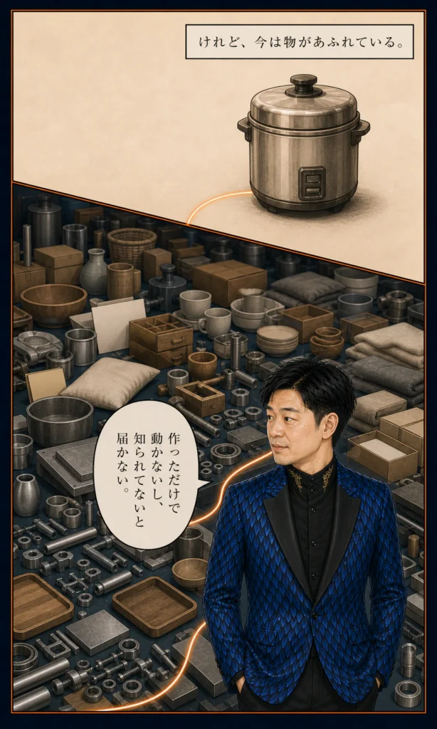 倉持賢一とものづくり支部のストーリー漫画 6 今は物があふれ知られていないと届かない