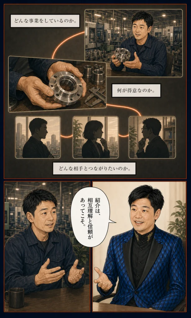 倉持賢一とものづくり支部のストーリー漫画 13 事業と強みとつながりたい相手を知り相互理解と信頼を育てる